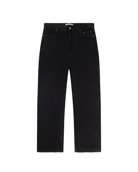 Washed Denim Jeans Black STANDARD Washed Denim Jeans Black STANDARD